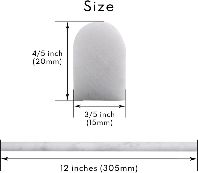 Lovdeco Carrara White 3/5" X 12" Marble Pencil Liner Tile, Edge Trim Molding for Shower and Backsplash, Bullnose Tile Trim Polished, 10 Pcs/Box - Image 2